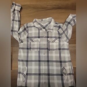 O'Neill Women's Plaid Button Down Shirt in Gray and White